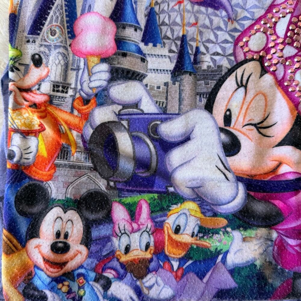 Disney Parks Minnie Mouse Castle All Over Print Tee Top Size L